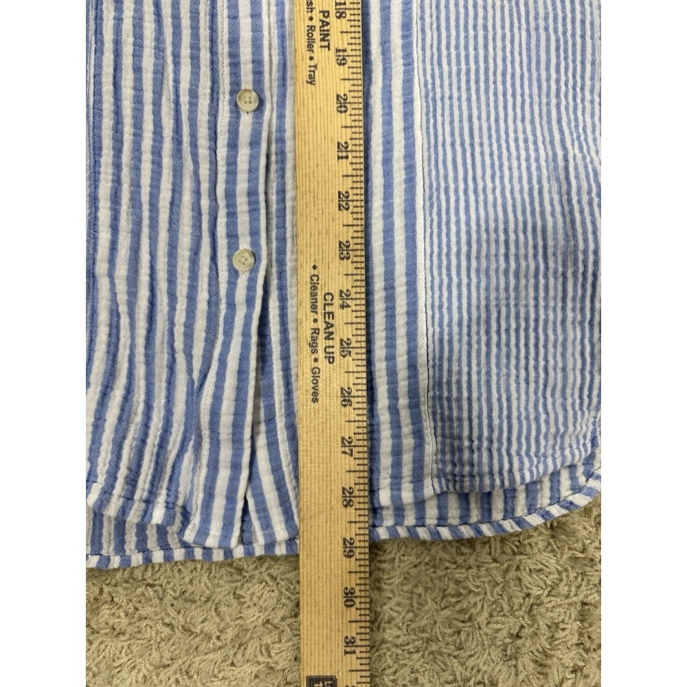 J. Jill Long Sleeve Blue And White Striped Gauze Button Up Tunic Top Women's M - Picture 8 of 11